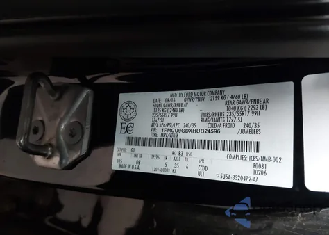2017 Ford Escape Se from USA, damaged, VIN 1FMCU9GDXHUB24596